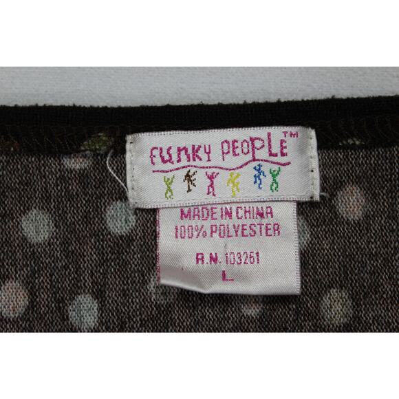 Funky People Boho Print Long Sleeve Mini Dress L Polka Dot Border - Picture 3 of 5